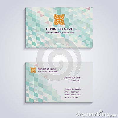 Abstract green pastel business card template Vector Illustration