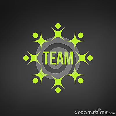 abstract green people together as circle teamwork or teambuilding concept logo. team work and team building, social media, Cartoon Illustration