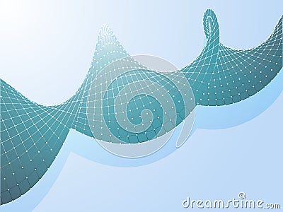 Abstract green plane twist connect the dots on blue. Vector Illustration