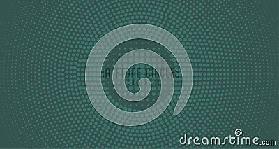 Abstract green retro design with halftone decorative geometric in circle pattern template. Copy space in center for editing text Vector Illustration