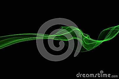 Abstract green swirl flame or Beautiful wavy smoke isolated over black background overlay. Fresh eco wavy illustration Cartoon Illustration