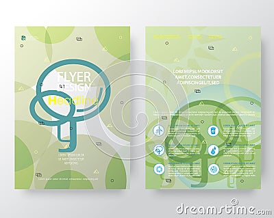 Abstract green trees, Brochure Flyer design template in A4 size Vector Illustration
