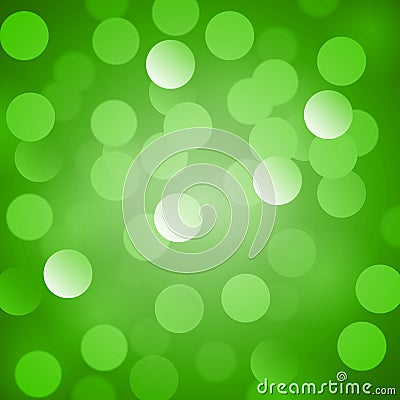 Abstract green vector background with realistic bokeh lights. Saint Patricks Day Vector Illustration