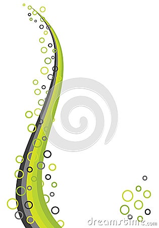 Abstract green waves with bubbles Vector Illustration