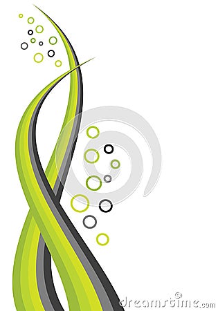 Abstract green waves with bubbles Vector Illustration