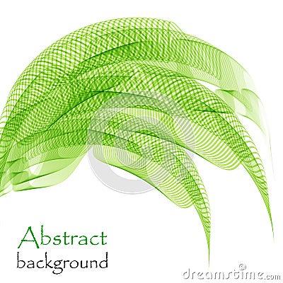 Abstract green waves on white background Vector Illustration