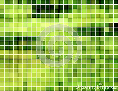 Abstract green and yellow square mosaic background Vector Illustration