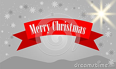 Merry Christmas lettering design with white snowflakes on gray gradient background. Vector illustration EPS10 Vector Illustration