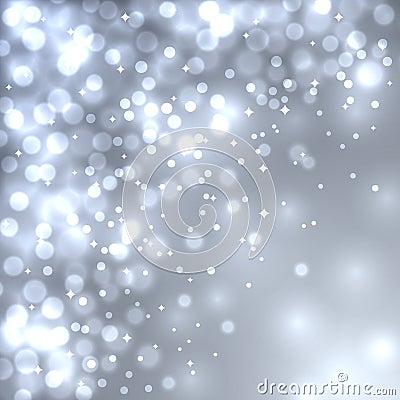 Abstract grey Christmas bokeh background. Vector Illustration