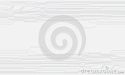 Abstract grey circuit line cyber pattern on white with blank space technology futuristic background vector Vector Illustration