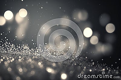 Abstract grey glitter bokeh background. Generative AI Stock Photo