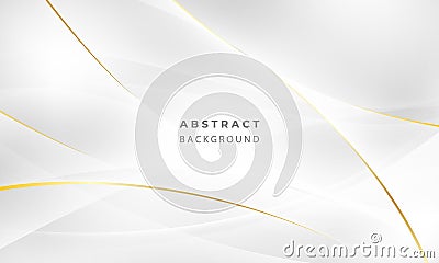 Abstract grey and gold background poster with dynamic waves. Vector Illustration
