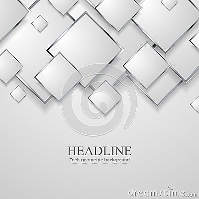 Abstract grey silver metal squares technology background Vector Illustration