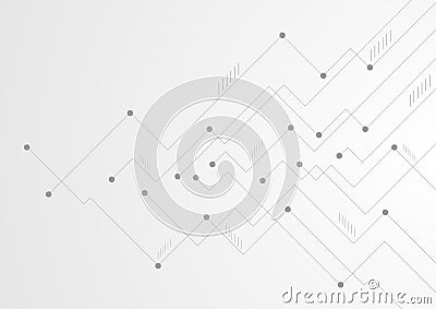 Abstract grey tech circuit board lines chip background Vector Illustration