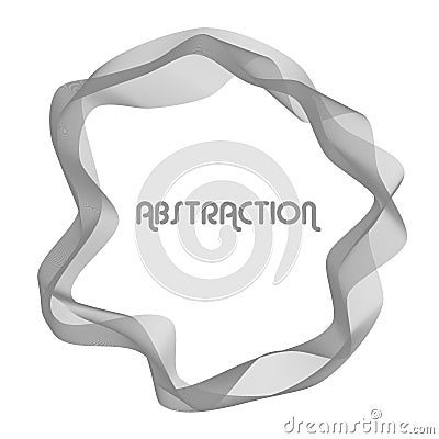 Abstract grey undulate frame by thin wavy lines Vector Illustration