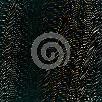 Abstract grid background with wavy lines of waveform Dynamic pattern of lines stripes specks points particles the current flow Vector Illustration