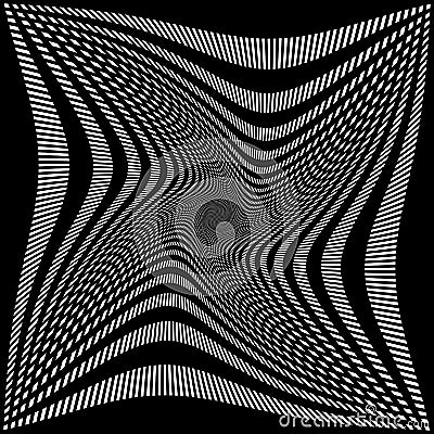 Abstract grid, mesh pattern with rotation, spiral effect. Vector Illustration