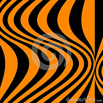 abstract groovy orange and black wave background, halloween vector pattern Vector Illustration