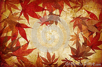 Abstract grunge autumn background with leaves Stock Photo