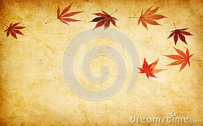 Abstract grunge autumn background with leaves Stock Photo