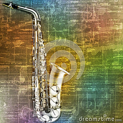 Abstract grunge background with saxophone Vector Illustration