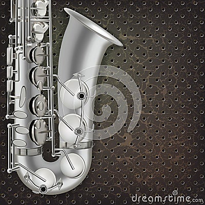 Abstract grunge background saxophone and musical instruments Vector Illustration