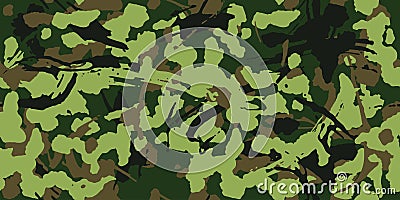 Woodland grunge camouflage, seamless pattern. Military urban camo texture. Army or hunting green and brown colors. Vector Illustration