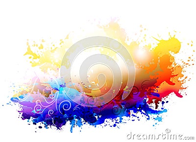 Abstract grunge colourful cloud festive painting texture background frame Vector Illustration