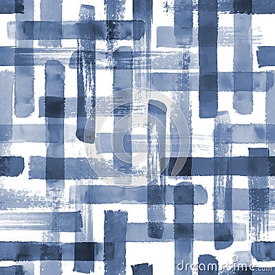 Abstract grunge cross geometric shapes contemporary art blue indogo color seamless pattern background Stock Photo