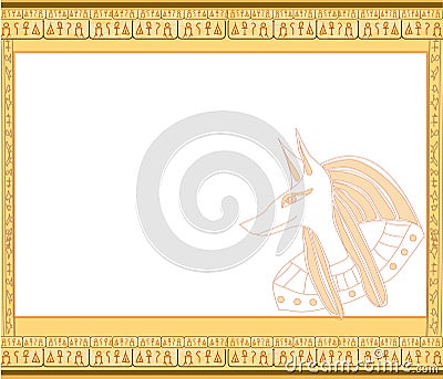 Abstract grunge frame with god Anubis and hieroglyphs as a pattern Vector Illustration