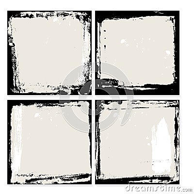 Abstract grunge frame set. Black and beige Background template. Vector Vector Illustration