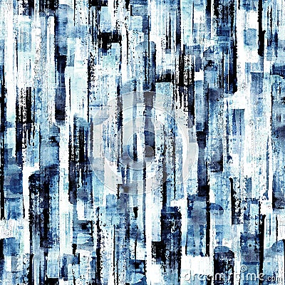 Abstract grunge geometric shapes contemporary art blue navy indigo color seamless pattern background Stock Photo