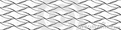 Abstract grunge lattice weave seamless border. Fine calligraphy brush interlocking woven banner. Monochrome inky design Vector Illustration