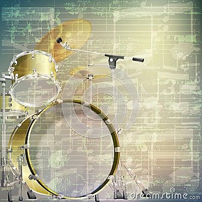 Abstract grunge music background with drum kit Vector Illustration