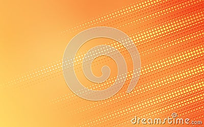 Vector Abstract Diagonal Halftone Dots Texture in Orange Gradient Background Stock Photo