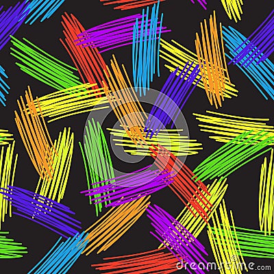 Abstract grunge texture seamless pattern colorful rainbow on black background. vector Vector Illustration