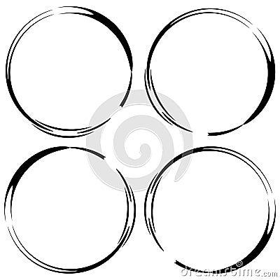 Abstract grungy circle element set. 4 version Vector Illustration