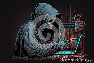 Abstract hacker concept steals information from computers on the network Stock Photo