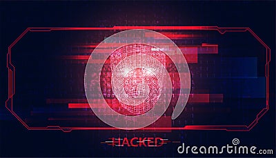 Abstract hacker face digital concept steals information from computers on the network. in the internet world break through the Vector Illustration