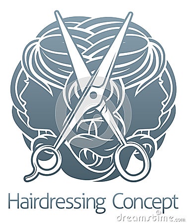 Faces and Scissors Hair Salon Hairdresser Concept Vector Illustration