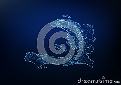 Abstract of haiti map network, internet and global connection concept, Wire Frame 3D mesh polygonal network line, design sphere, Vector Illustration