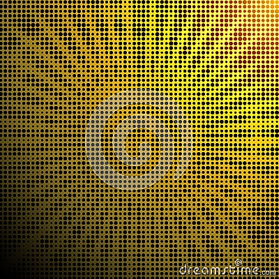 Abstract Black Halftone Dots in Yellow Background Stock Photo