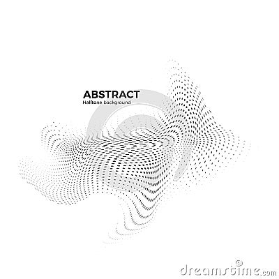 Abstract halftone background with dynamic waves. Dots template. Twisted line and particles. Vector illustration for design Vector Illustration