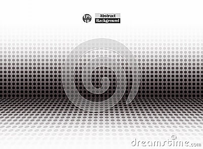 Abstract of halftone black dot of empty perspective, simple presentation. Vector Illustration