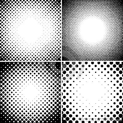 Abstract halftone dotted backgrounds set Vector Illustration