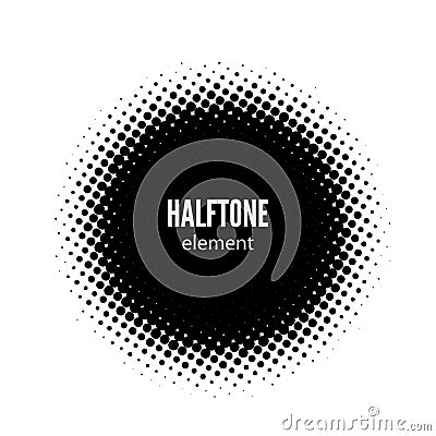 Abstract halftone vector design element. Black dots frame Vector Illustration