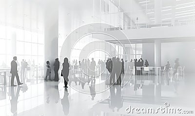 Abstract hall of a business center with silhouettes of businessmen and businesswomen Stock Photo