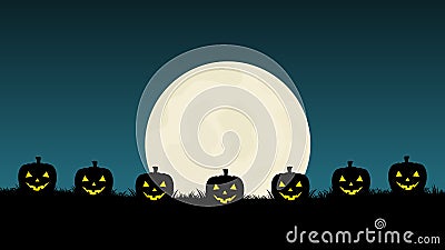 Halloween background with pumkin and moon Vector Illustration