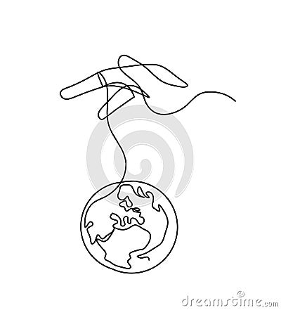 Abstract hand control globe of planet Earth Vector Illustration