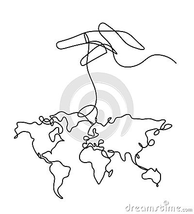 Abstract hand control map planet Earth Vector Illustration